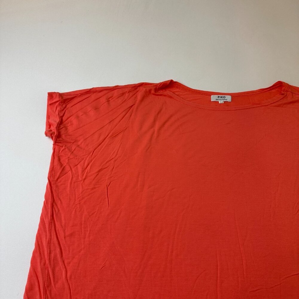 PIKO Shirt Womens Medium Orange Dolman Short Sleeve Relaxed Soft Basic Top - Picture 5 of 11